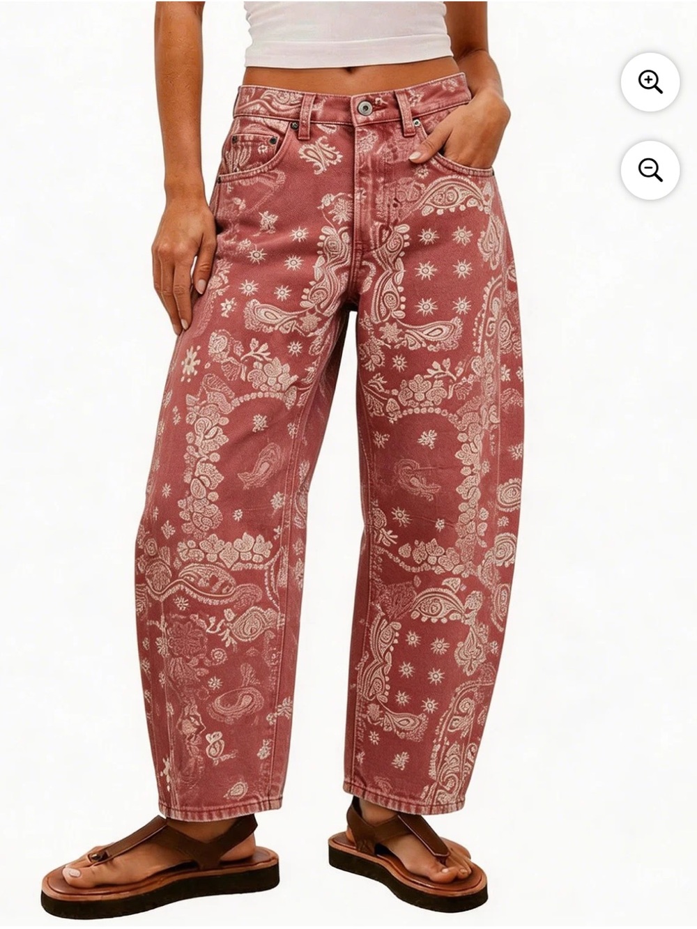 Bandana barrel print jeans. NWOT size medium or 6/8